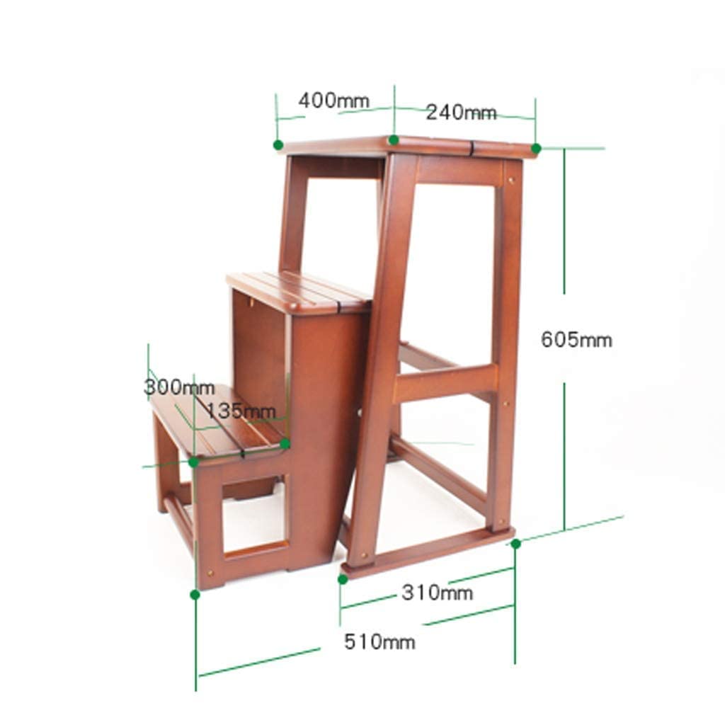 3-Tier Foldable Wooden Kitchen Step Stool for Adults - Space Saving Ladder, Display Shelf & Multi-Function Chair | Perfect for Home, Restaurant, and Retail Store Use