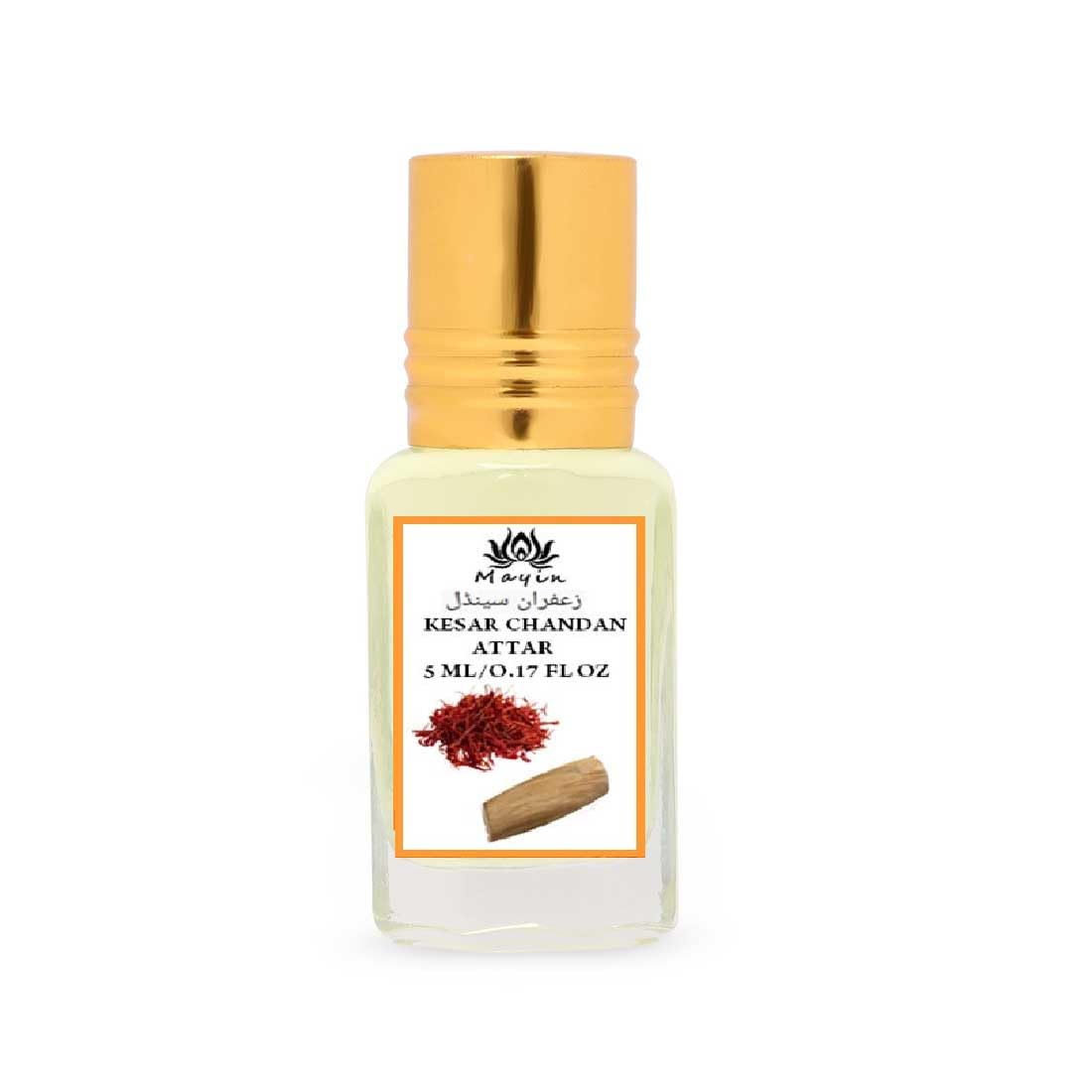 Premium Kesar Chandan Attar Perfume Oil - 5ml Luxury Saffron Sandalwood Fragrance for Men & Women - Perfect for Meditation, Aromatherapy & Special Occasions
