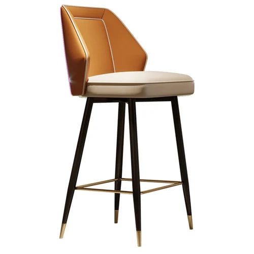 Nordic Gourtas Leather Bar Stool - Modern Counter Height Bar Stool with PU Leather Seat for Kitchen Island, Breakfast Nook & Home Bar Decor