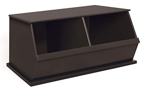 Stackable Wooden 2 Bin Open Storage Toy Organizer Cubby - Perfect for Kids' Room, Playroom & Nursery Organization