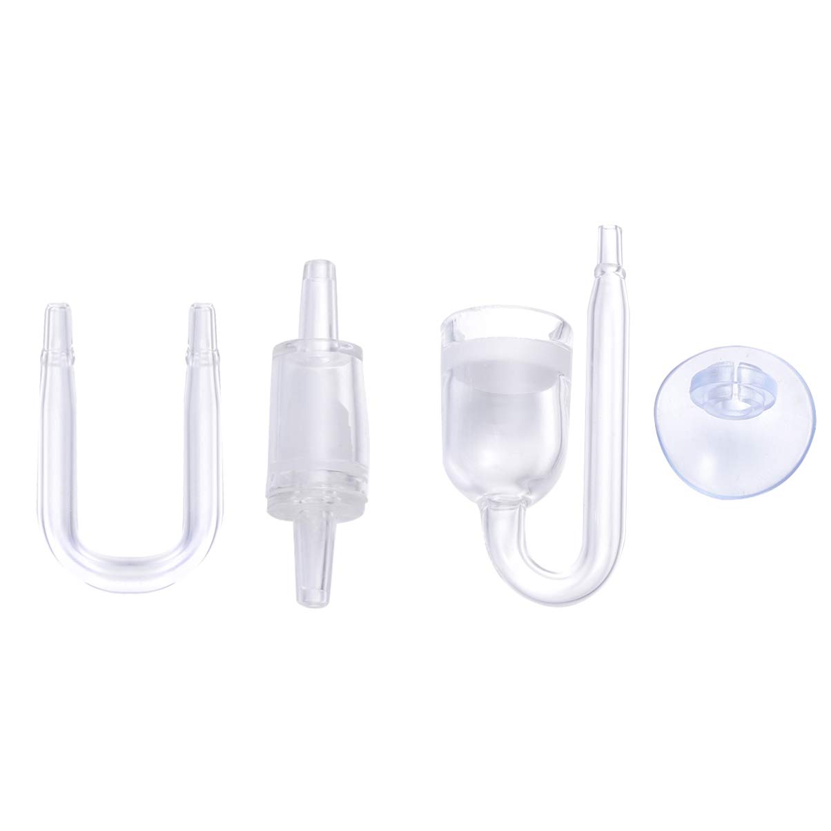 TEHAUX 4pcs CO2 Diffuser Kit - Transparent Aquarium CO2 Regulator with U-Shaped Glass Tube & Check Valve for Planted Fish Tanks - Perfect for Freshwater Aquariums and Aquatic Plant Growth