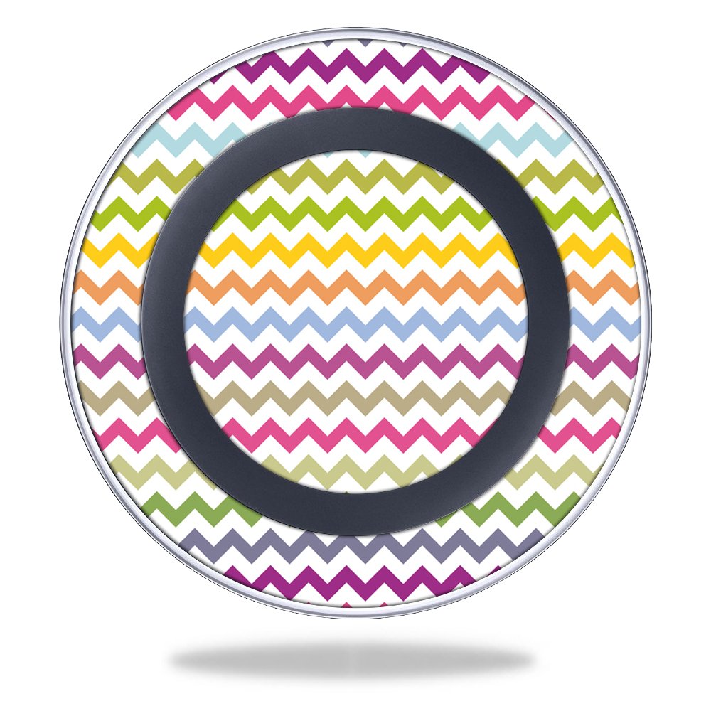 MightySkins Samsung Wireless Charger Wrap Cover - Protective Vinyl Skin Sticker for Samsung Wireless Charging Pad (Rainbow Chevron Design) | Perfect for Home, Office & Travel Use