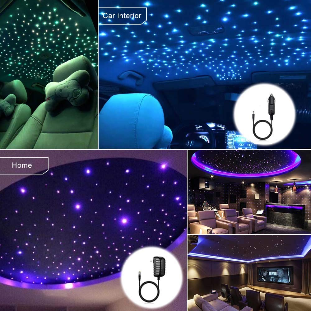 AZIMOM Bluetooth 20W Fiber Optic Star Ceiling Light Kit - 700pcs 0.03in x 9.8ft RGBW LED Strands with Remote & Sound Control for Home, Bedroom, Car Interior Decor | Create Starlit Ambiance for Parties, Relaxation & Romantic Nights