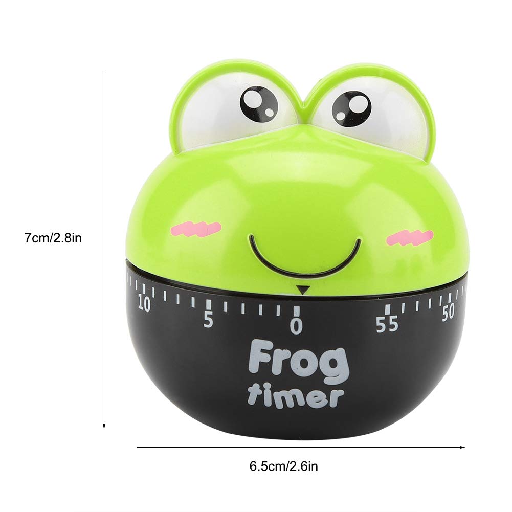 Raguso Mechanical Kitchen Timer - Cute Frog Shape, 55-Minute Plastic Baking Timer for Cooking, Green - Perfect for Baking, Studying, and Time Management