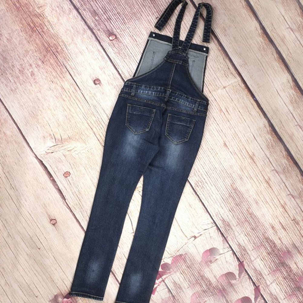 Women's Distressed Denim Overalls with Adjustable Straps - Vintage Ripped Bib Jumpsuit for Casual Wear, Street Style & Outdoor Activities