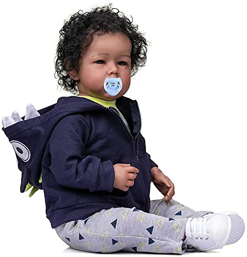 20 Inch Realistic Weighted African American Reborn Baby Doll - Lifelike Black Skin Boy with Blue Eyes, Perfect Gift for Boys | Nursery Decor, Playtime, Collectibles & Emotional Support