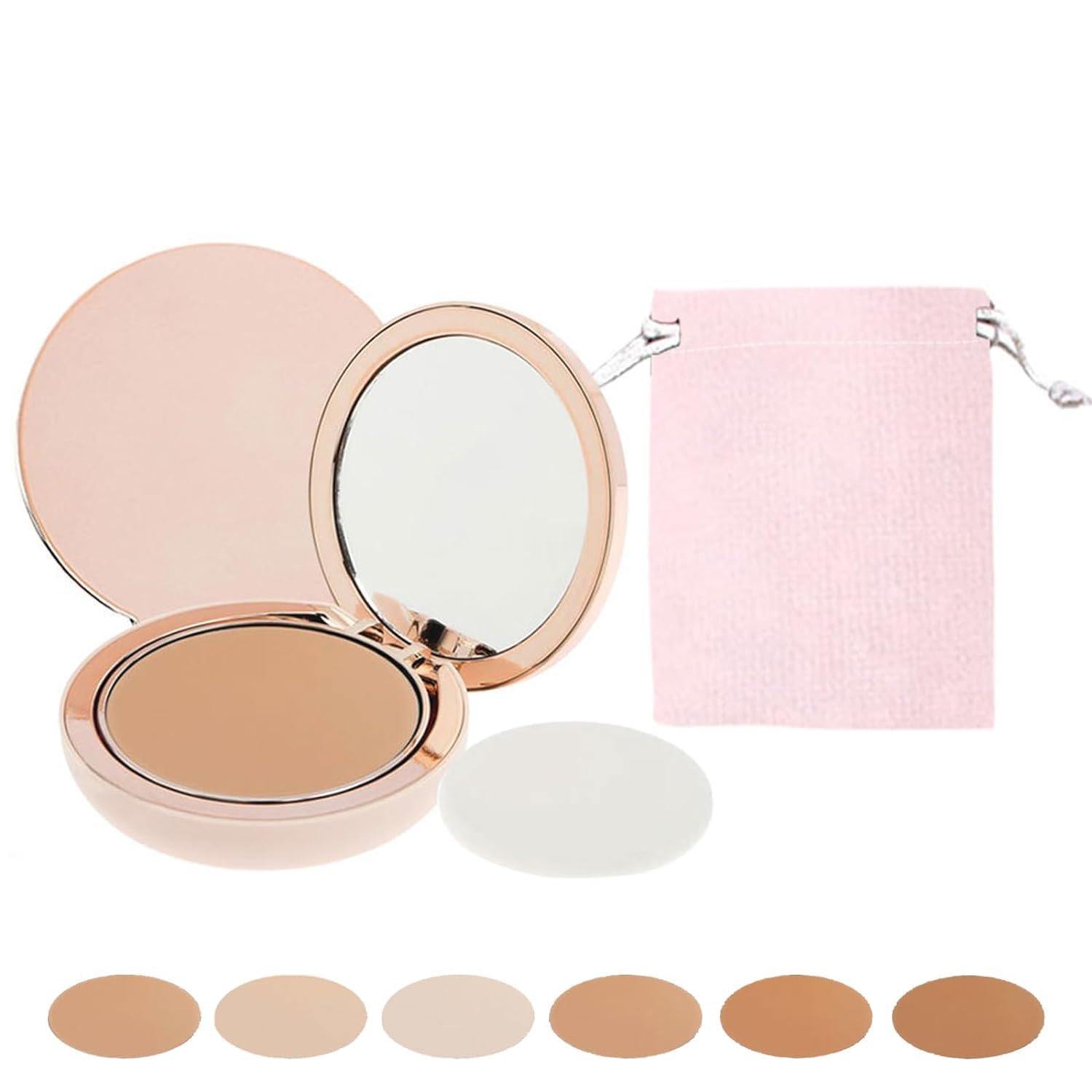 CC Cream Compact SPF 50+ with Mirror - Long Lasting Waterproof & Sweat-Proof Makeup, Concealer & Setting Powder (Natural) - Perfect for Daily Wear, Travel & Touch-Ups