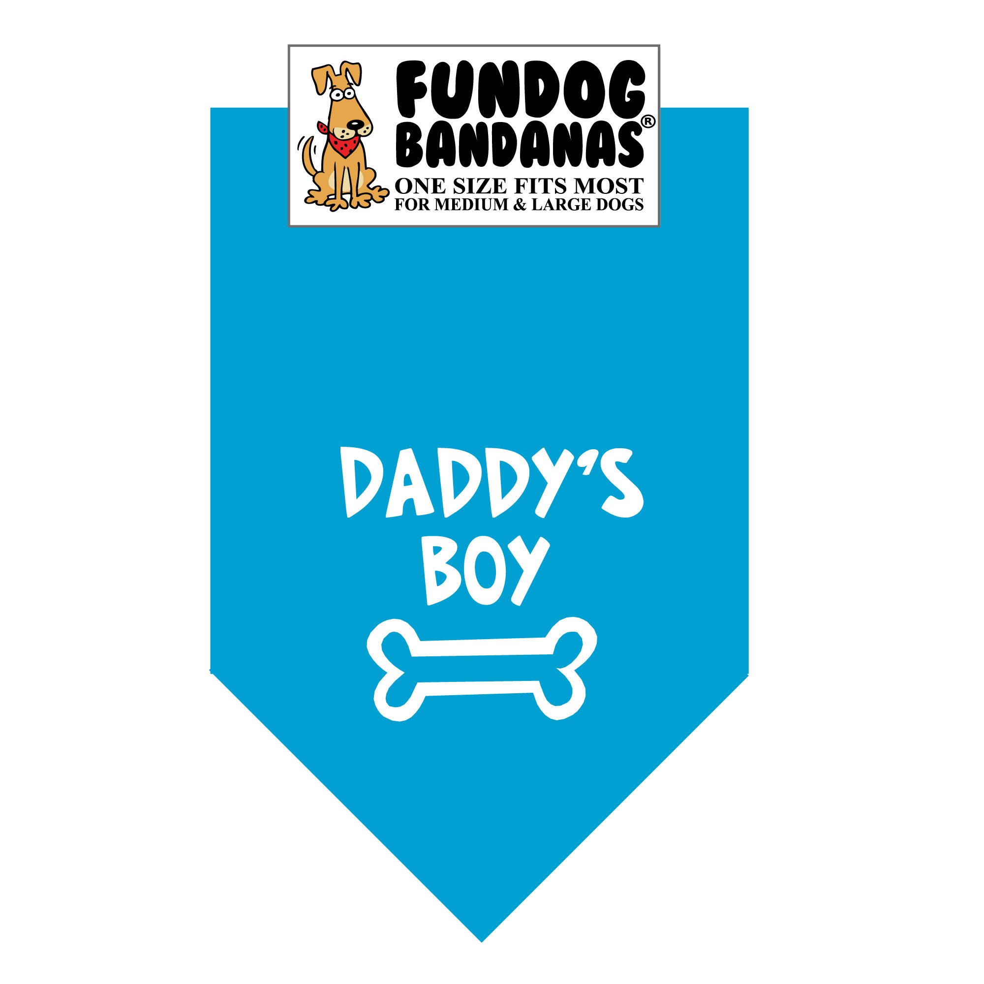Daddy's Boy Dog Bandana - Adjustable & Washable Turquoise Pet Bandana for Medium to Large Dogs - Perfect for Walks, Photos & Special Occasions