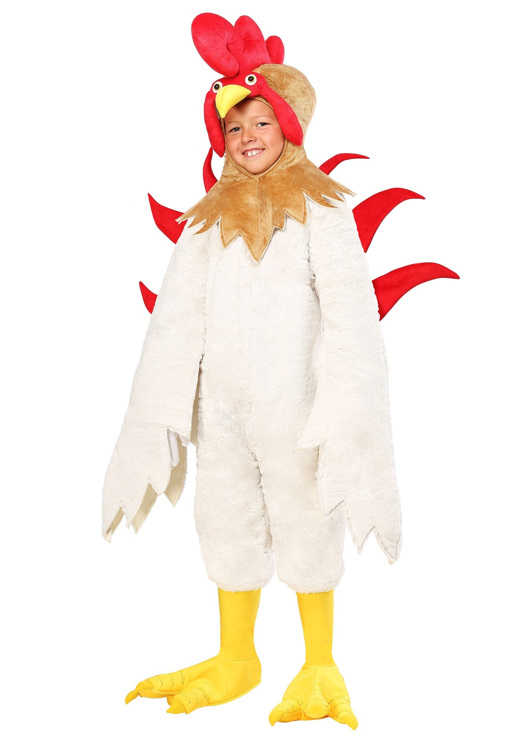 Kids Rooster/Chicken Costume for Boys & Girls - Soft Faux Fur Jumpsuit with Detailed Headpiece, Tail & Shoe Covers | Fun Halloween Dress-Up, Birthday Party, School Play & Farm-Themed Costume