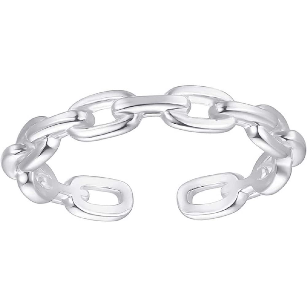 Trendy 2021 Adjustable Chain Link Rings for Women & Girls - Simple Stacking Open Band Rings - Perfect for Layering, Everyday Wear & Gift Giving