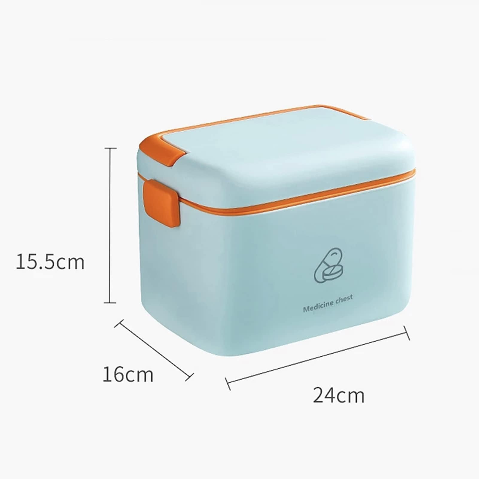 Portable Medical Storage Box - Double Layer First Aid Kit with Safety Buckle, 24x15x16cm White Medicine Organizer for Home, Office, Car & School | Perfect for Emergency Preparedness, Travel & Daily Medication Management
