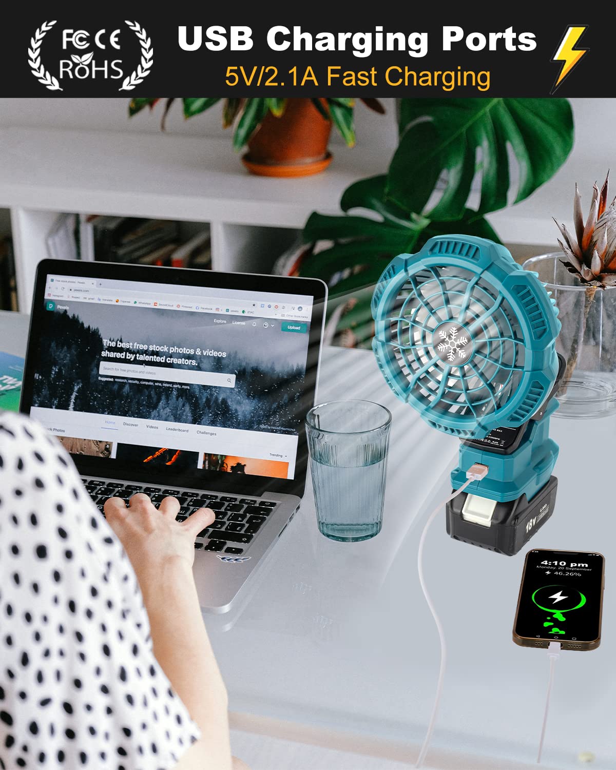 Makita 18V Battery Powered Clip Fan - Portable Stroller Fan with 3 Speed Settings for Bedroom, Outdoor, Camping & Job Site | Tool Only | Perfect for Cooling During Work, Travel & Home Use