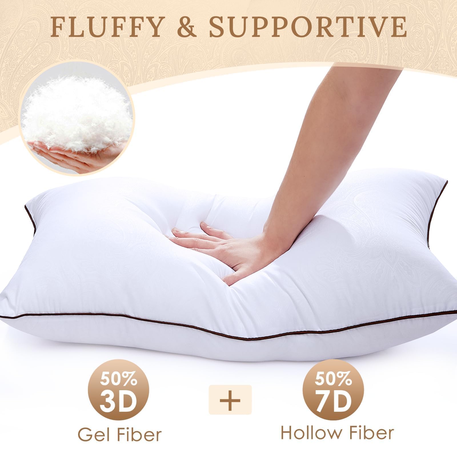 HUXMEYSON Standard Size Pillows Set of 4 - Luxury Down Alternative Hotel Quality Bed Pillows for Side & Back Sleepers - Soft & Supportive for Ultimate Comfort (Perfect for Home, Hotel, or Guest Room Use)