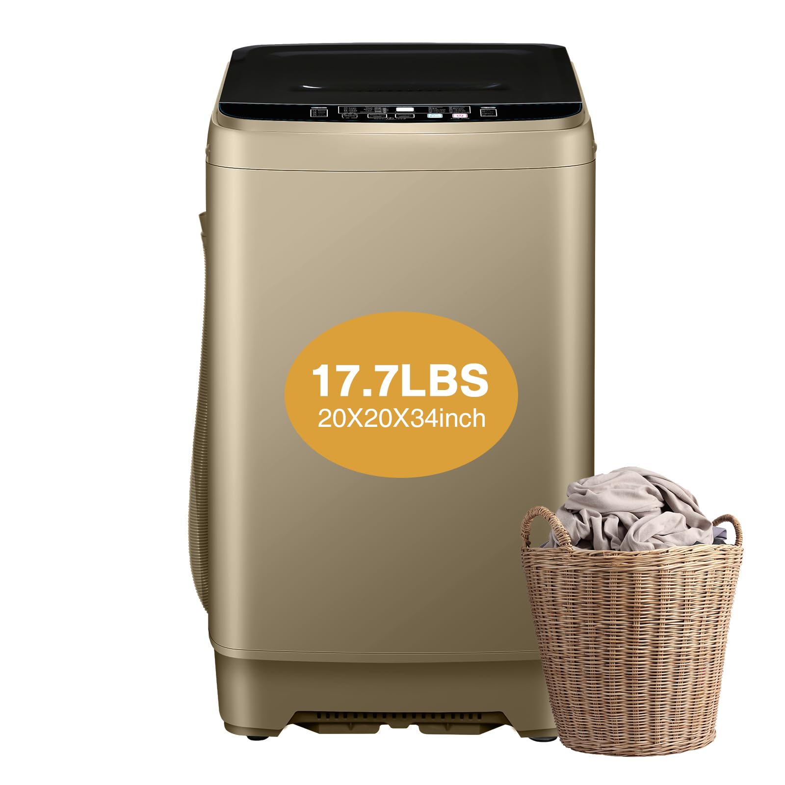 AYCLIF 17.7 lbs Full Automatic Washing Machine with Drain Pump - 10 Wash Programs & 8 Water Levels - Compact Apartment Washer for Dorm, RV, Small Spaces (21