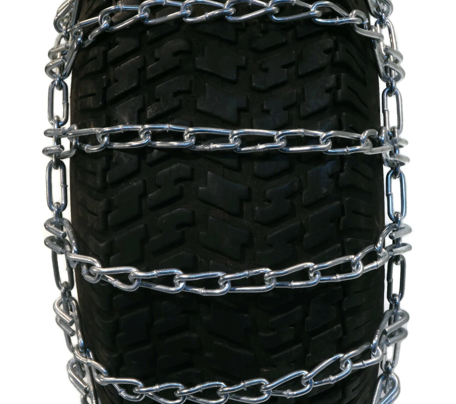 John Deere Garden Tractor Tire Chains 2-Link for 400 420 425 Models - Heavy Duty Snow & Ice Traction for Lawn Mowers in Winter Conditions