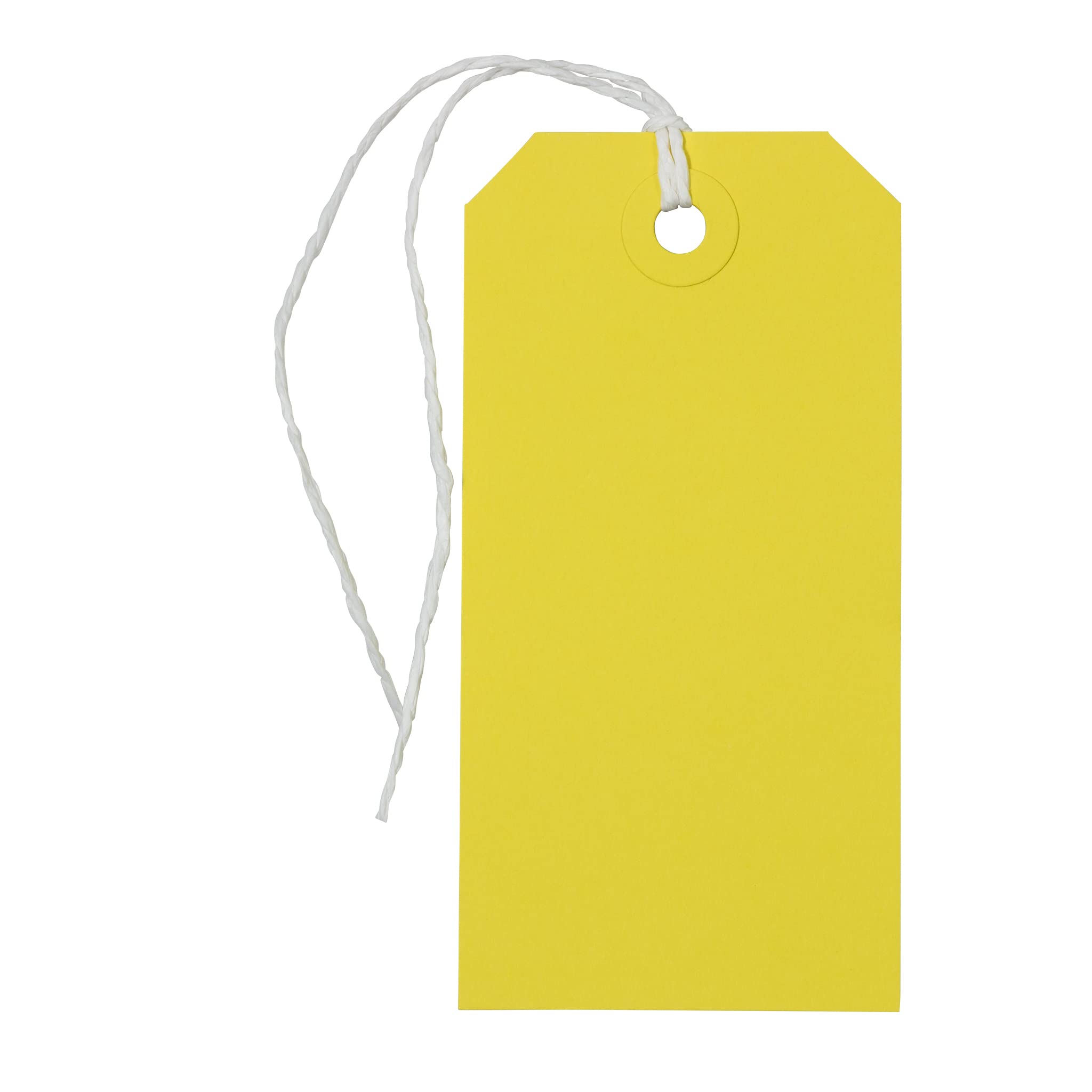 JAM PAPER Gift Tags with String - Medium Size 4 3/4 x 2 3/8 Inches - Bulk Pack of 1000 Yellow Tags for Christmas, Birthday, Wedding & Party Gift Wrapping