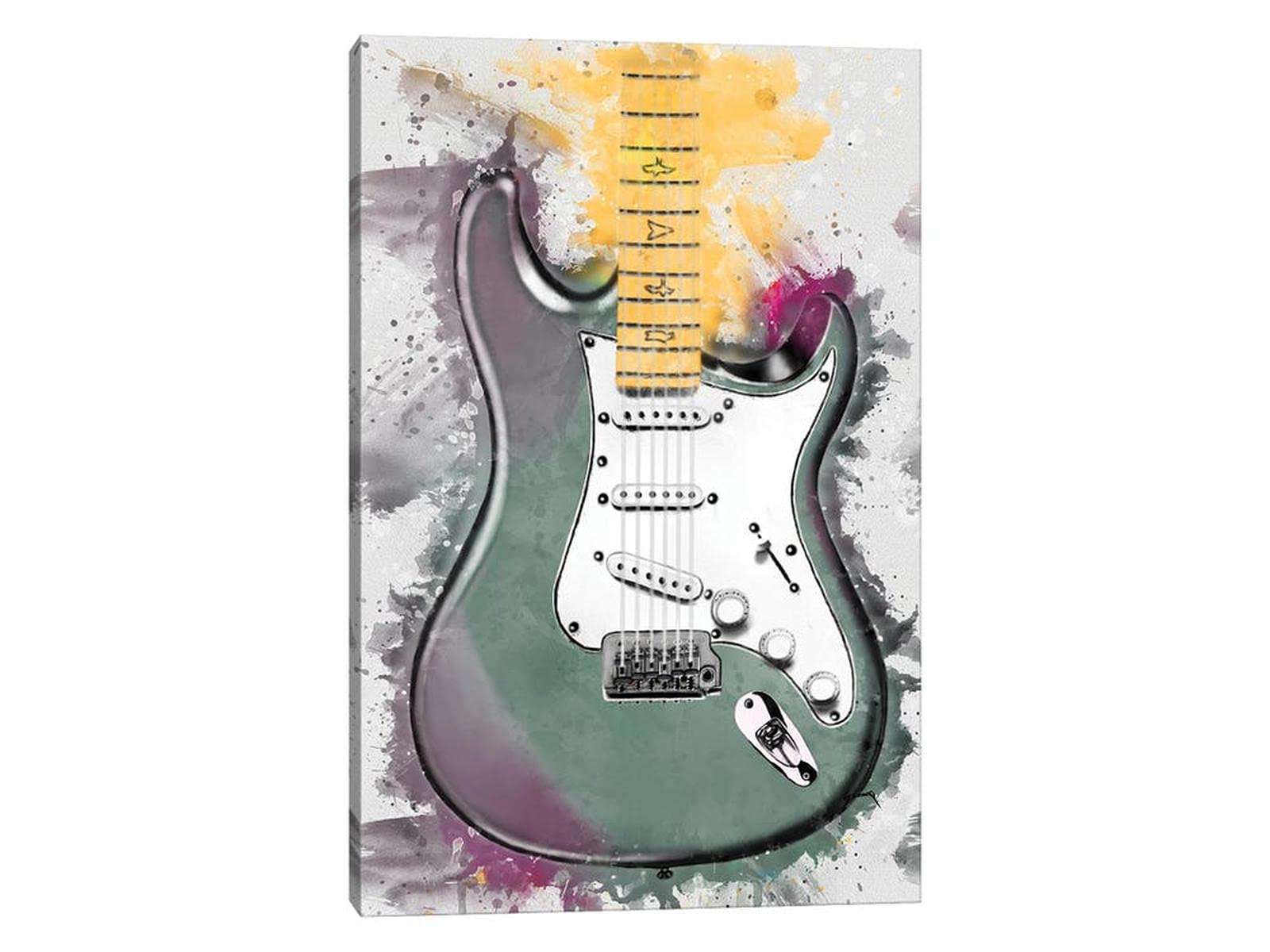 Colorful Abstract Bass Guitar Wall Art - Watercolor Electric Guitar Painting Canvas Poster for Music Lovers, Modern Framed Home Decor (28x40 Inches) - Perfect for Living Room, Bedroom, Studio & Music Room Decor