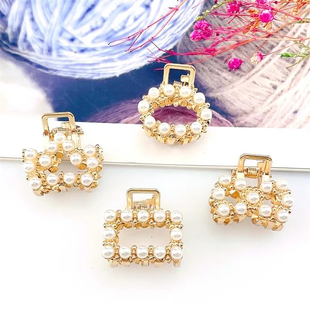 Pearl Mini Clutcher Hair Clips (4-Piece Set) - Small Ponytail Pearl Barrettes & Hair Grips for Women & Girls - Perfect for Weddings, Parties & Everyday Elegance