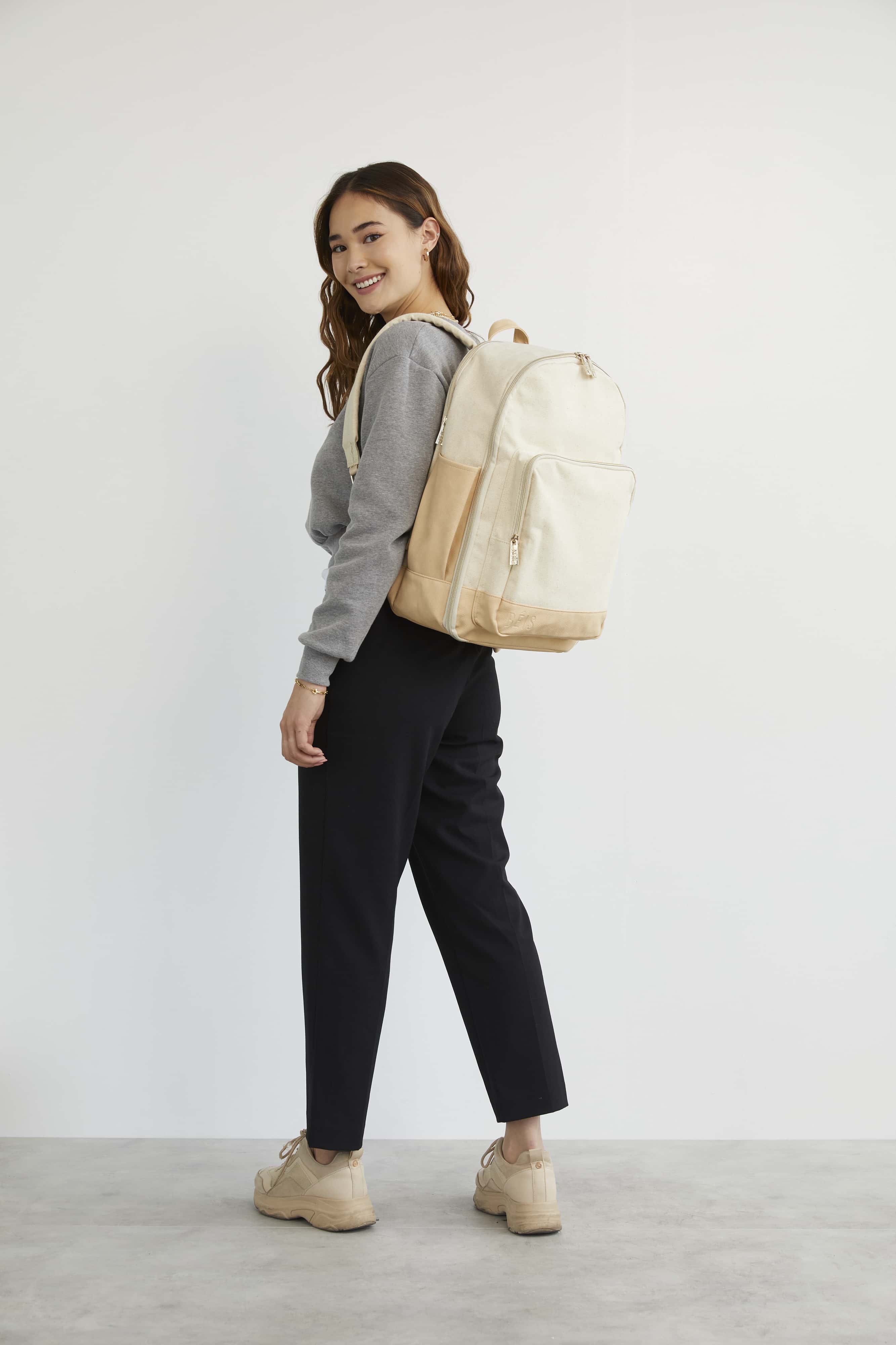 Premium Beige Travel Backpack - Lightweight Durable Carry-On Backpack for Men & Women - Perfect for Airplane, Hiking, Business & Weekend Getaways