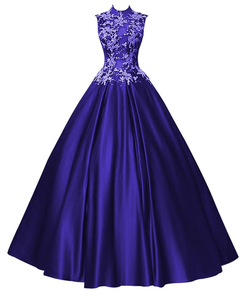 Elegant Long Prom Dress for Quinceañera | Princess Evening Gown with Halter Neckline & Sleeveless Satin Design | Perfect for Homecoming, Ball, Formal Events & Special Occasions