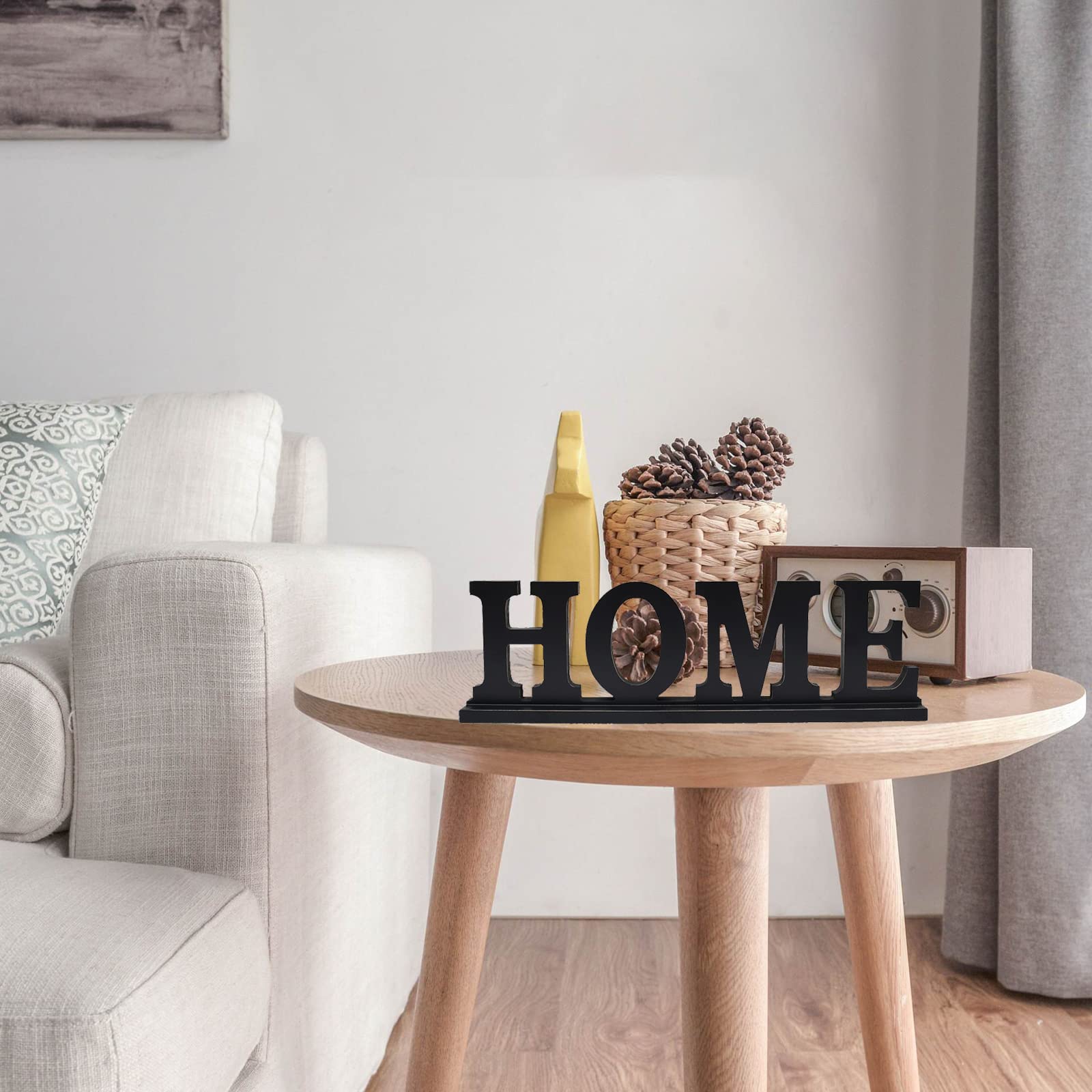 E-view Wooden Family Sign - Personalized Home Decor with Decorative Letters, Tabletop Word Plaque for Living Room, Bedroom & Entryway Decorations