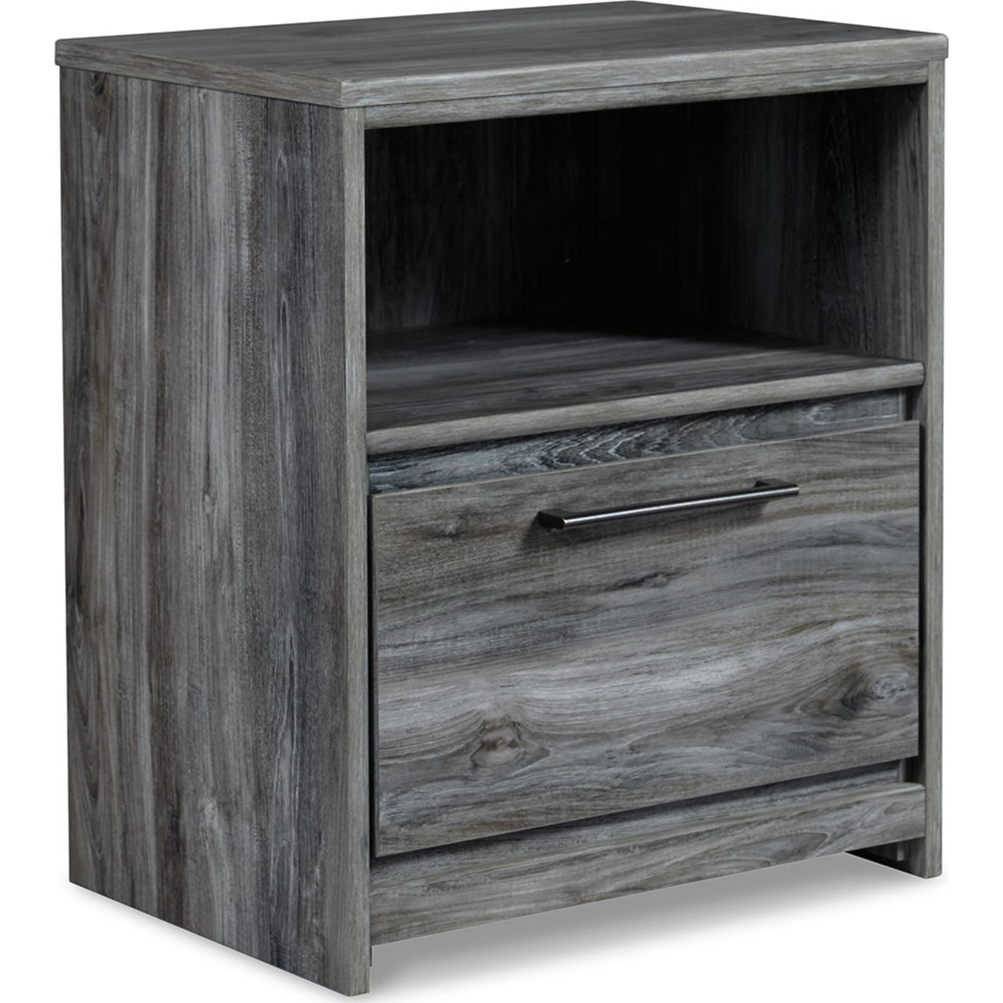 Baystorm Nightstand with Drawer - Modern Gray Bedside Table for Bedroom, Living Room, or Office - Compact Storage Solution for Small Spaces