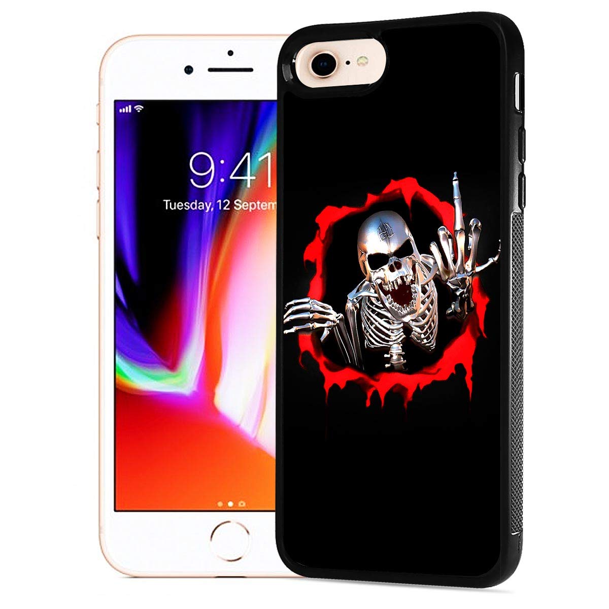 Durable Soft Protective Phone Case for iPhone 8, iPhone 7, iPhone SE 2 (2020) - Horror Skeleton Skull Design | Shockproof Slim Cover for Everyday Use & Halloween Style