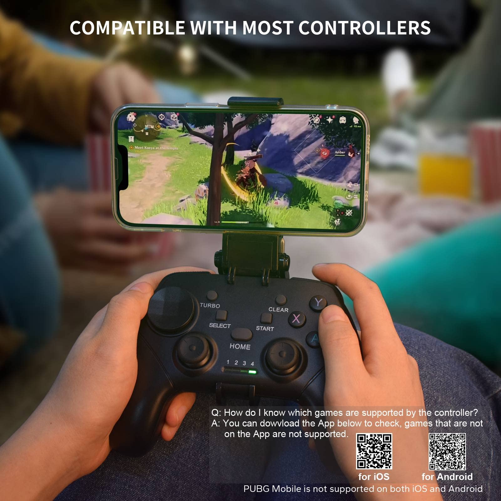Wireless Game Controller for iPhone, Android, PC & Steam Deck - Compatible with iPhone 15/14/13, iPad, MacBook, Samsung Galaxy & Tablets - Turbo Function & Phone Holder - Perfect for Call of Duty, Apex Legends & Mobile Gaming