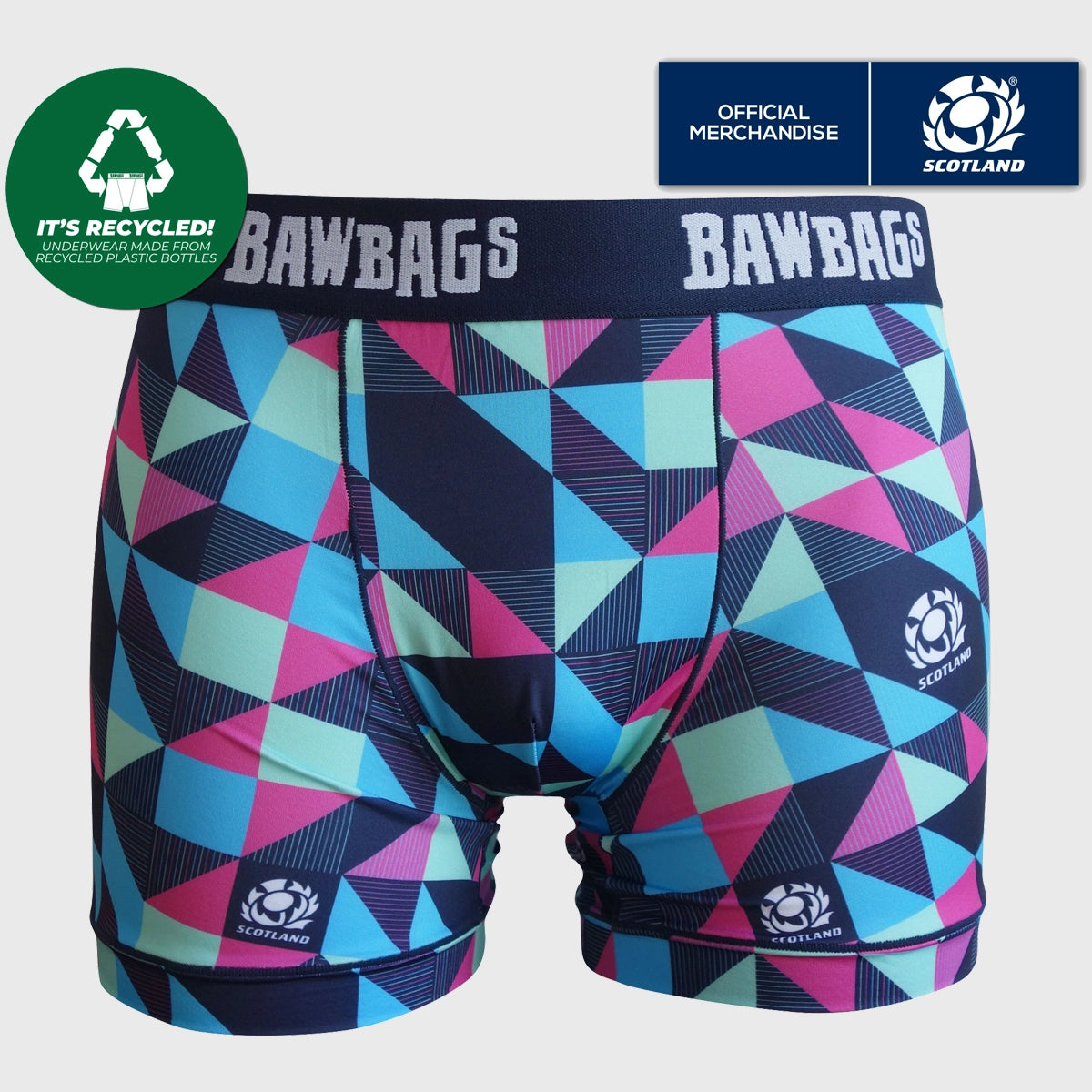 Bawbags Scotland Rugby Cool De Sacs Squares Boxer Shorts - Comfortable Men's Underwear for Sports & Casual Wear