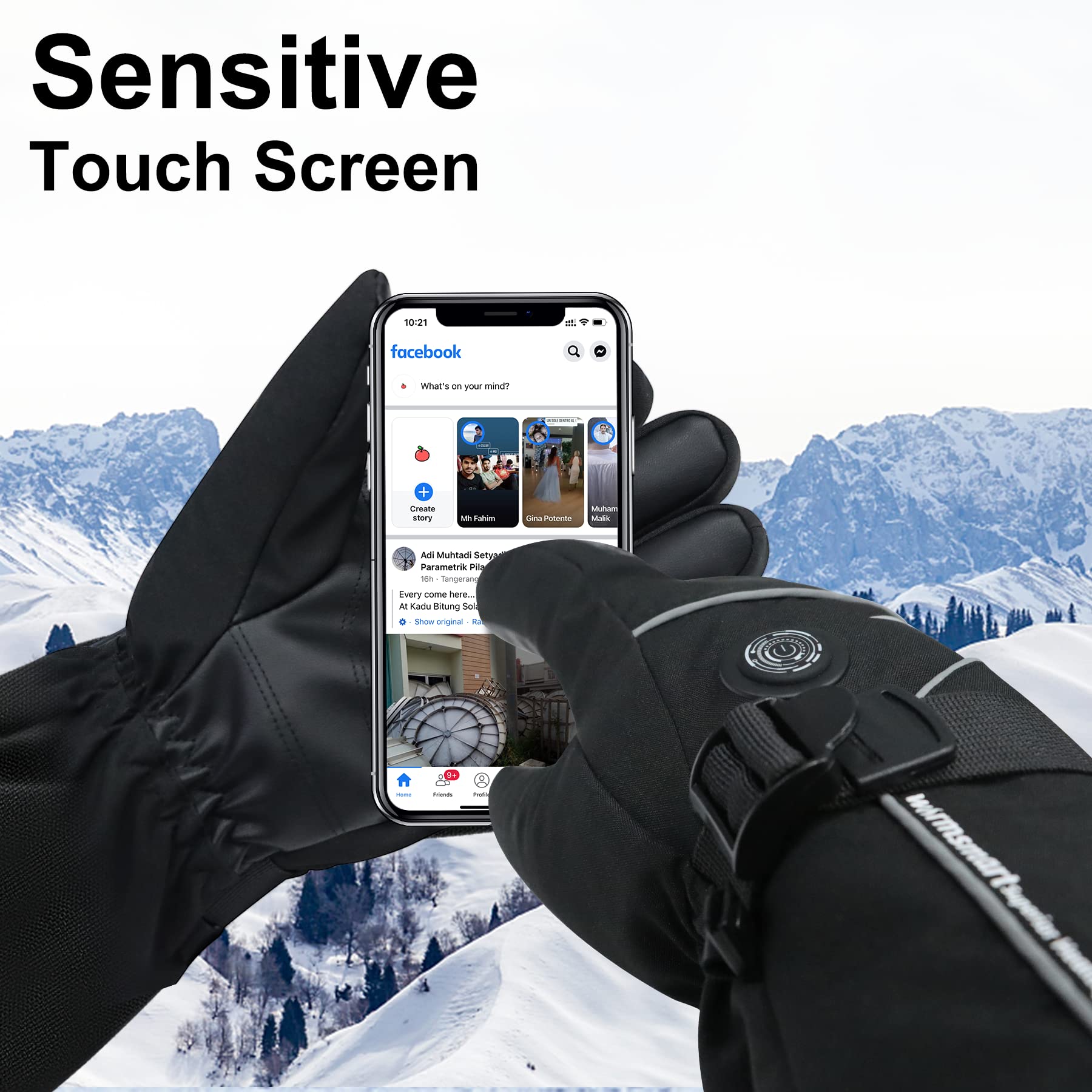 Rechargeable Heated Gloves for Men & Women - 7.4V Battery, 3M Thinsulate Insulation, 3 Heating Levels, Touchscreen Compatible - Perfect for Skiing, Snowboarding, Ice Skating, Winter Camping & Motorcycle Riding