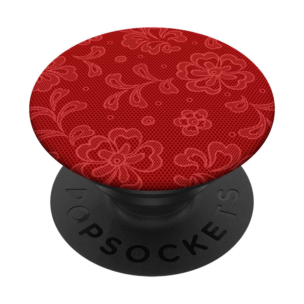 Romantic Red Lace Design PopGrip: Swappable Phone & Tablet Grip with PopSocket, Perfect for Everyday Use and Gift Giving
