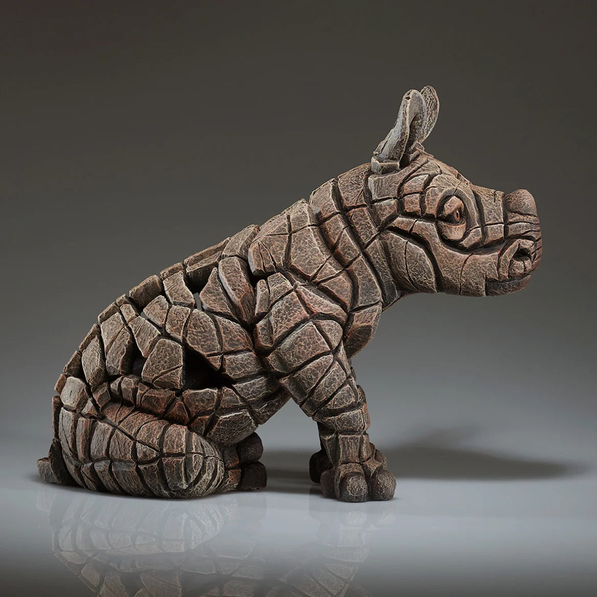 Edge Sculpture Rhinoceros Calf - Handcrafted Metal Rhino Statue for Home & Office Decor | Perfect for Bookshelf, Desk, or Gift