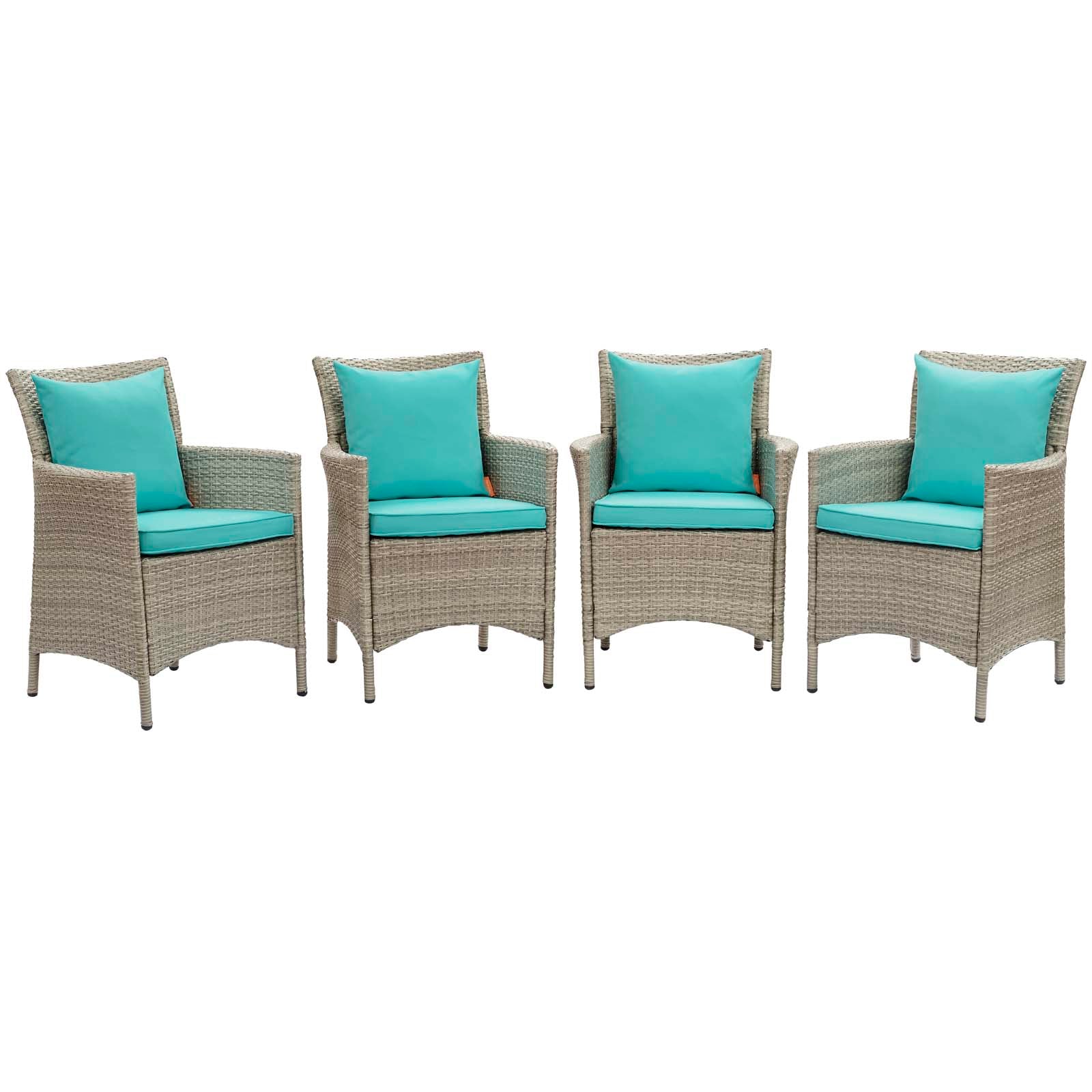 Premium Outdoor Patio Wicker Rattan Dining Armchairs Set of 4 - Weather-Resistant Garden Furniture for Backyard, Poolside & Restaurant Use