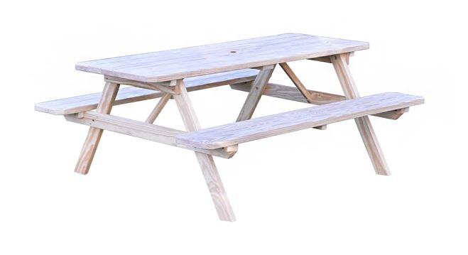 A & L Outdoor Dining Table with Attached Benches - Free Umbrella Hole Included | Perfect for Patio, Garden, and Backyard BBQs