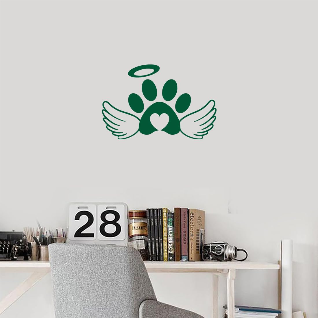Premium Waterproof Vinyl Dog Paw Angel Decal Stickers (Green, Set of 2) - Durable Adhesive for Laptop, Phone, Helmet, Car Window, Bumper, Mug, Cup, Door & Wall Decoration - Perfect for Pet Lovers, DIY Home Decor & Personalized Gifts