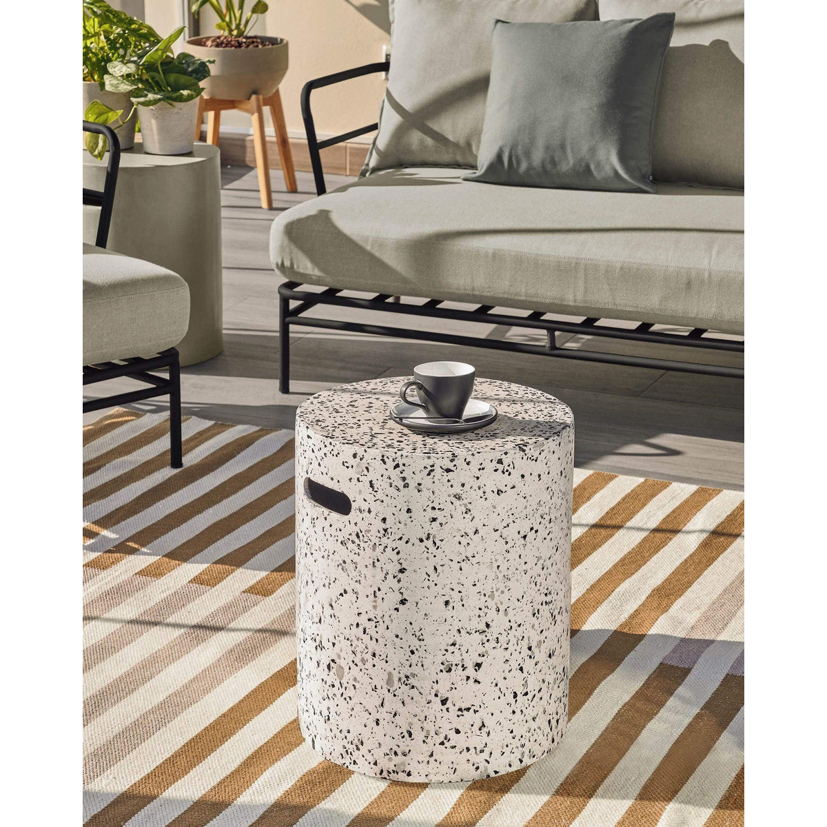 Jenell Outdoor Side Table - Weather-Resistant Patio Furniture for Garden, Deck, Poolside & Balcony Use