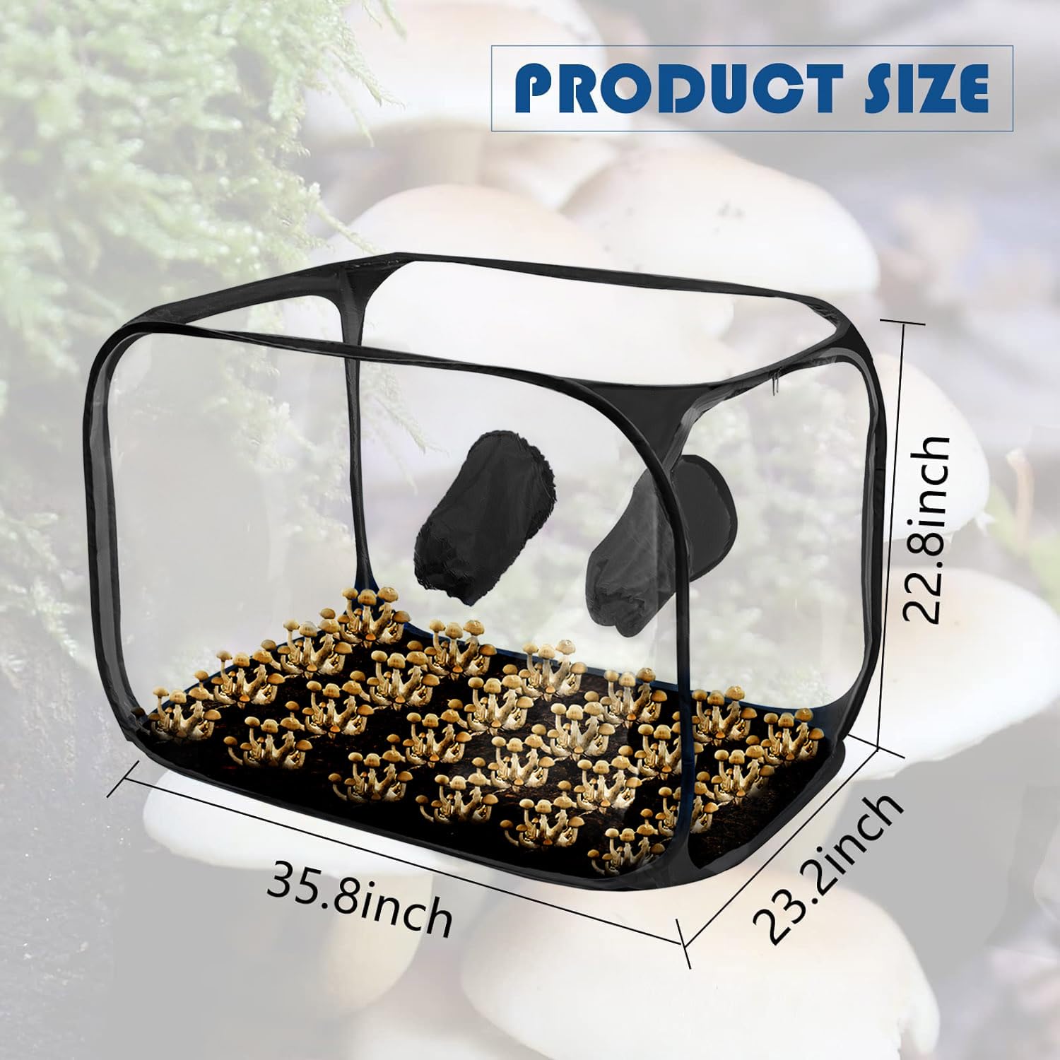 Magoog Still Air Box - Mushroom Grow Tent & Mycology Fume Hood Propagation Station (35.5x23.5x23.5 Inches) for Home Mushroom Cultivation | Perfect for Growing Oyster, Shiitake & Gourmet Mushrooms Indoors - Black