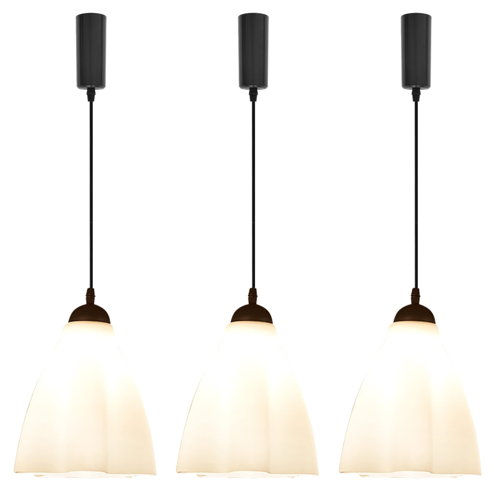 Kiven H-Type Track Lighting - 3-Light Modern Halo Track Pendant Light with Glass Shade, Adjustable Length for Bedroom, Kitchen Island, Living Room | White Finish | Perfect for Modern Home & Commercial Spaces