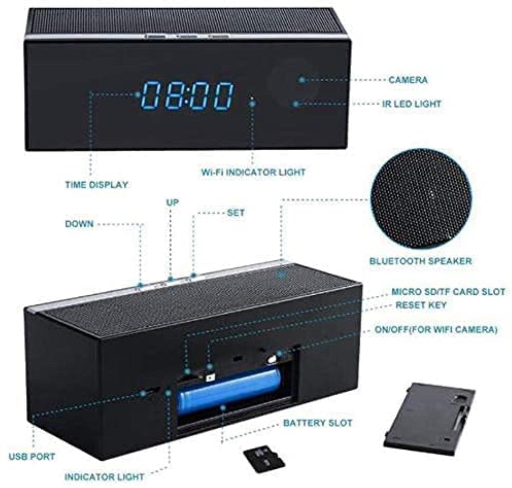 AADECOR Hidden Small Video Clock Camera - 1080P Wireless Spy Camera with Speaker, Mini CCTV for Indoor & Outdoor Surveillance - Includes 32GB Storage - Perfect for Home Security, Office Monitoring, and Nanny Cams