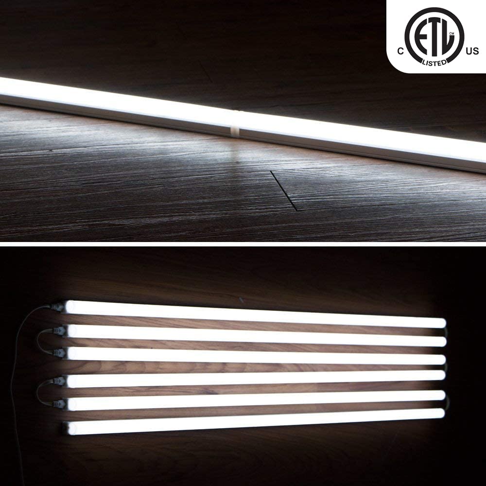 Barrina 18-Pack LED T5 Integrated Fixture - 4FT Super Bright White Light (2200lm, 6500K, 20W) - Shop, Ceiling & Under Cabinet Lighting with Built-in On/Off Switch - Perfect for Garages, Workshops, Kitchens & Retail Spaces