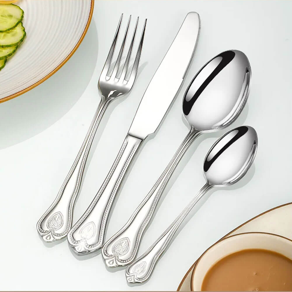 Majorelle 24-Piece Stainless Steel Flatware Set - Elegant Silverware for 6 Place Settings - Perfect for Dinner Parties, Weddings & Everyday Dining
