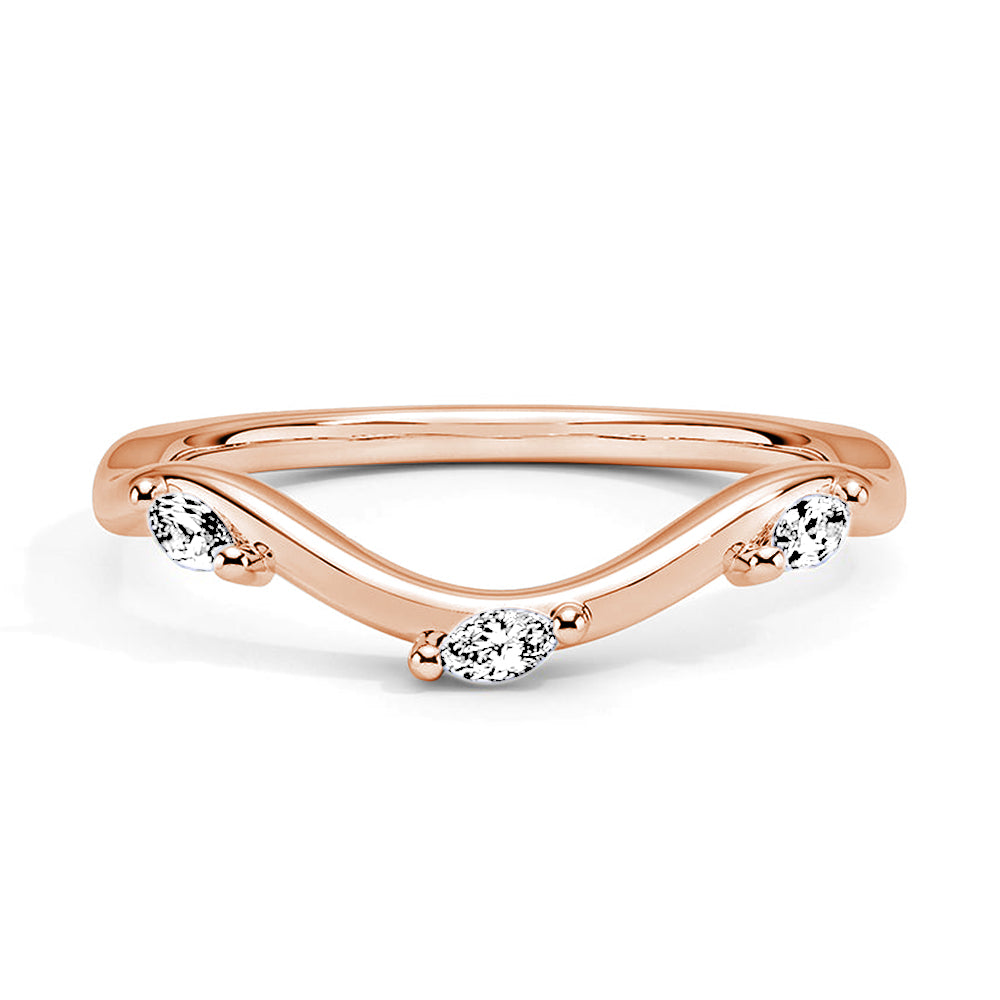 Willow Curved Lab Grown Diamond Wedding Band - Elegant Stackable Ring for Women, Eco-Friendly & Conflict-Free - Perfect for Engagement, Anniversary & Everyday Wear