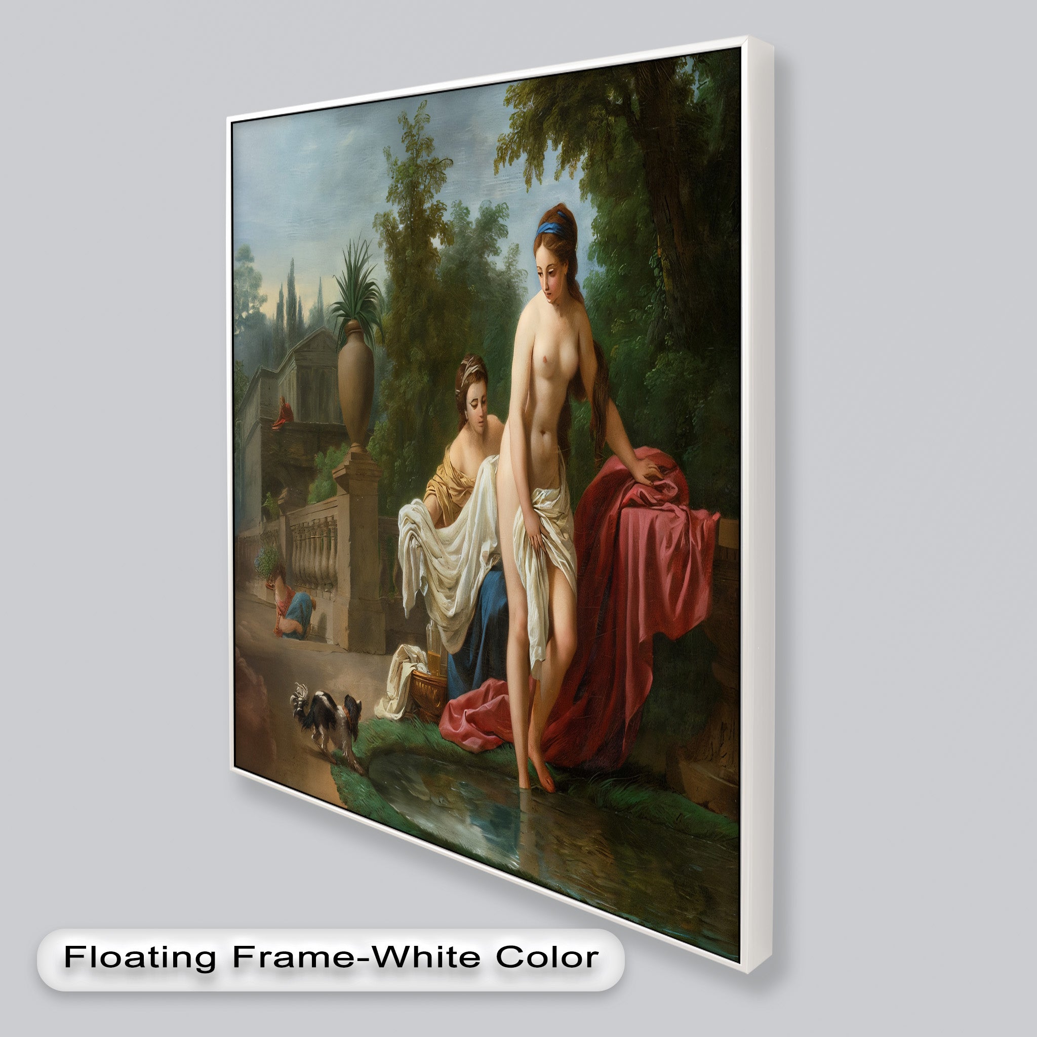 Neoclassical Elegance Oil Painting - Garden Bathing Scene Artwork for Home Decor & Living Room Wall Art