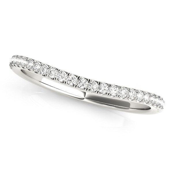 14K White Gold Pave Diamond Curved Wedding Band (1/10 CTTW) - Elegant Bridal Ring for Engagement, Anniversary & Special Occasions