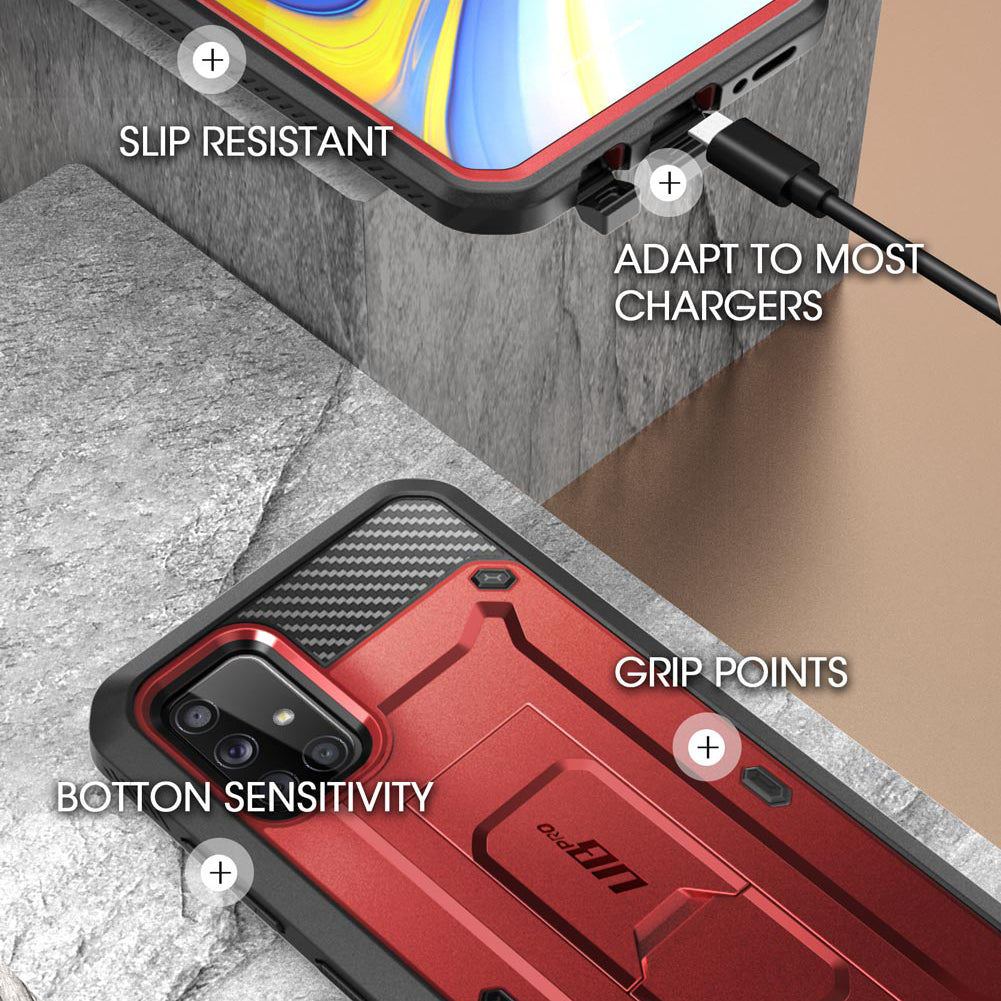 Samsung Galaxy A51 5G Unicorn Beetle Pro Rugged Case - Heavy Duty Protection with Kickstand (Metallic Red) | Shockproof Cover for Outdoor, Work & Travel