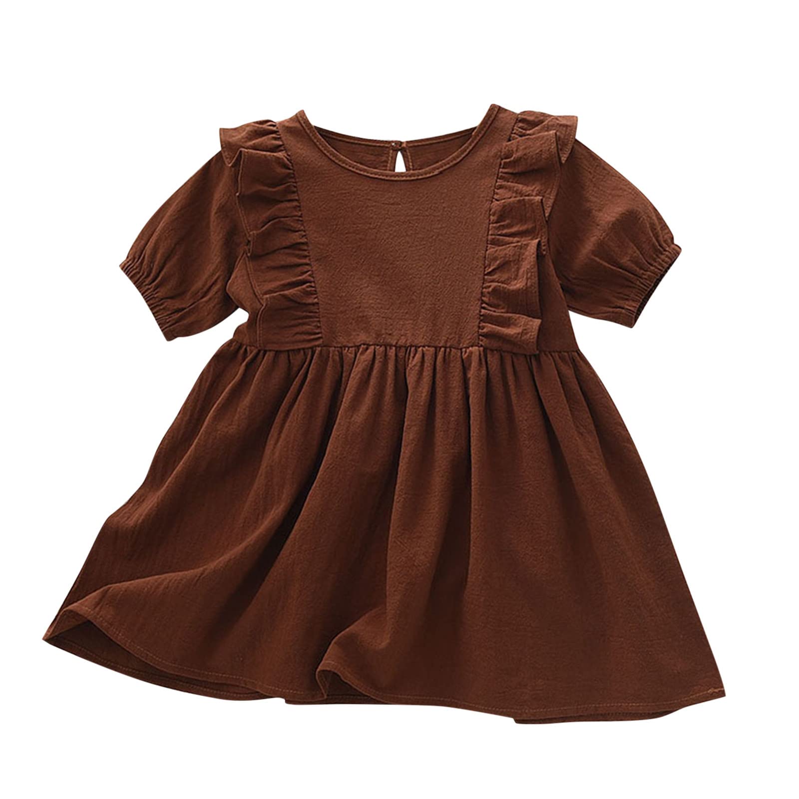 Toddler Girls Summer Dress - Short Sleeve A-Line Ruffle Sundress for Baby & Kids | Princess Style Party Wear, Playdate & Outdoor Activities