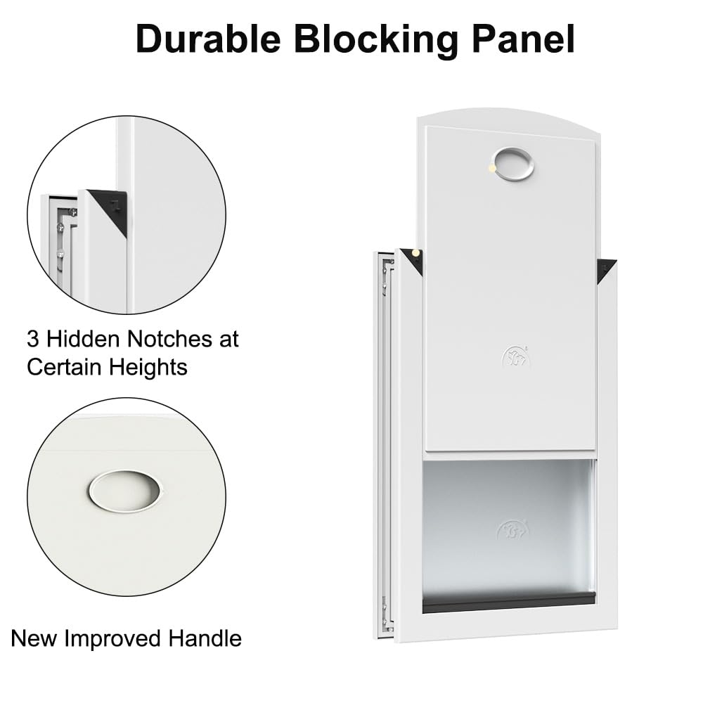 RESCUMASCER Aluminum Medium Dog Door for Doors - Double Magnetic Flaps & Sliding Lock Panels - Fits Small Dogs Up to 40lbs - Perfect for Indoor/Outdoor Pet Access in Homes & Apartments