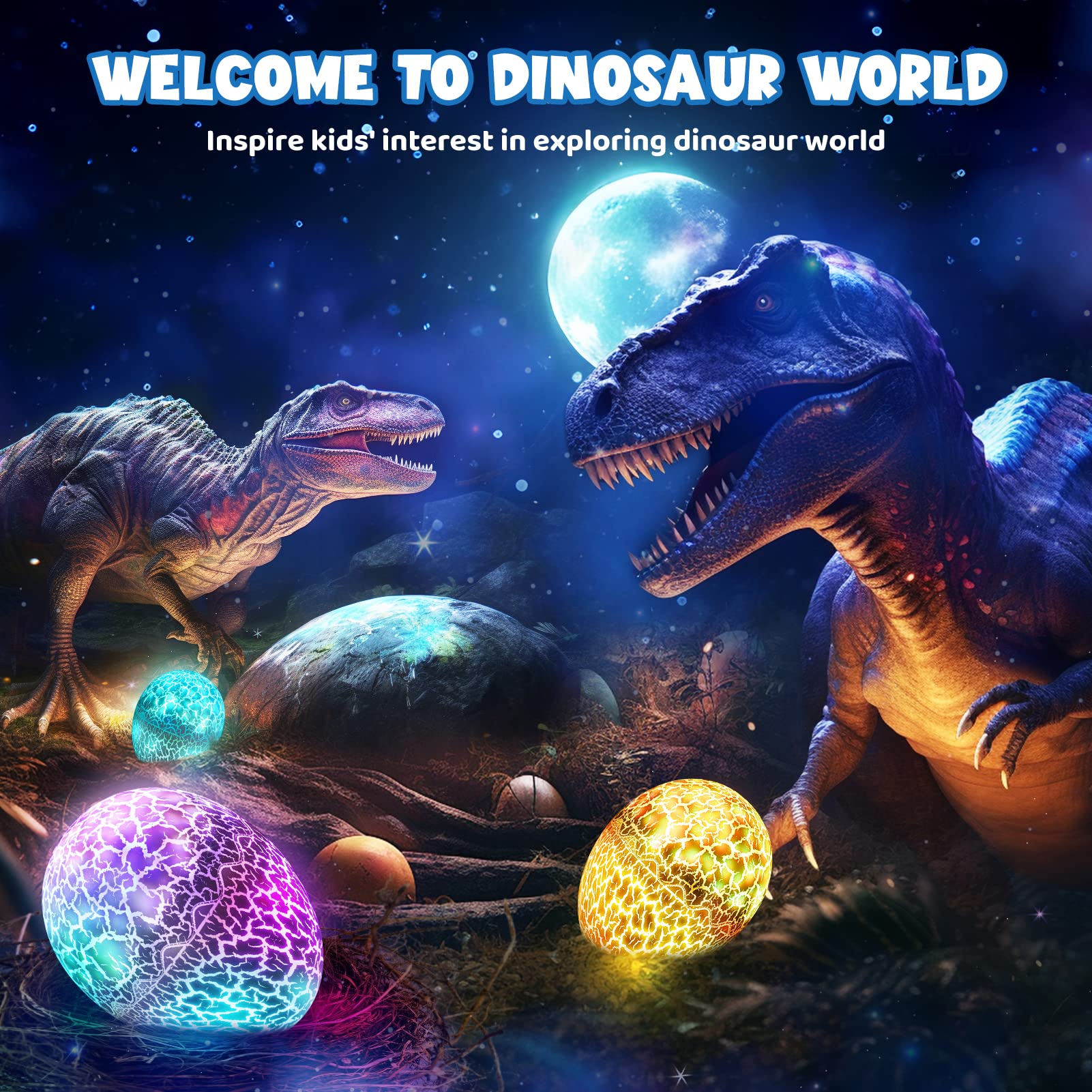 Chardfun Dinosaur Egg Projection Toy - Sensory Dinosaur Toys for 1-9 Year Old Boys, Autism-Friendly Birthday Gift for Kids, Perfect for Bedtime Stories and Interactive Play