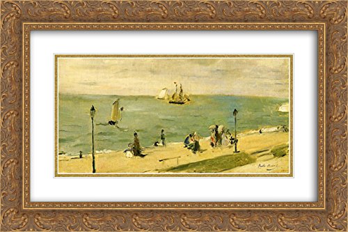 Berthe Morisot 'The Beach at Petit Dalles' 24x16 Gold Ornate Framed Art Print - Double Matted Museum Quality Wall Decor for Living Room, Bedroom & Office