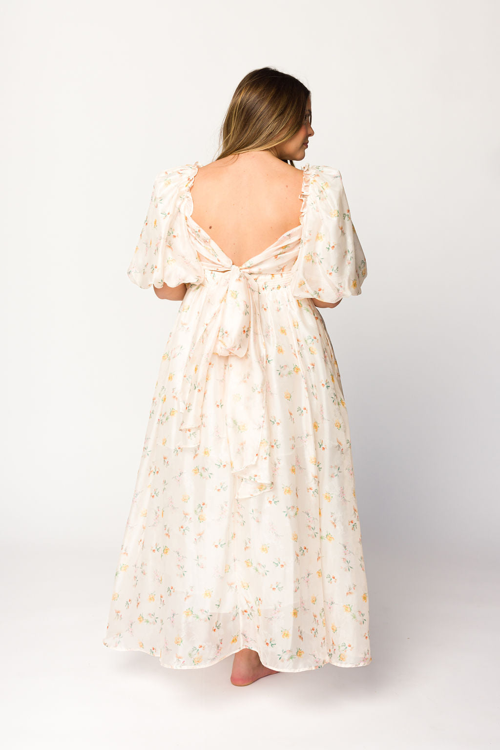 Melody Maxi Dress with Pleats & Bow Detail - Yellow Rose Floral Print | Bump Friendly Maternity Dress | Inclusive Sizing S-3XL | Perfect for Weddings, Baby Showers & Summer Vacations